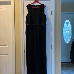 Saks Fifth Avenue Slimming Black Sparkly Embellished Stretch WideLeg Jumpsuit